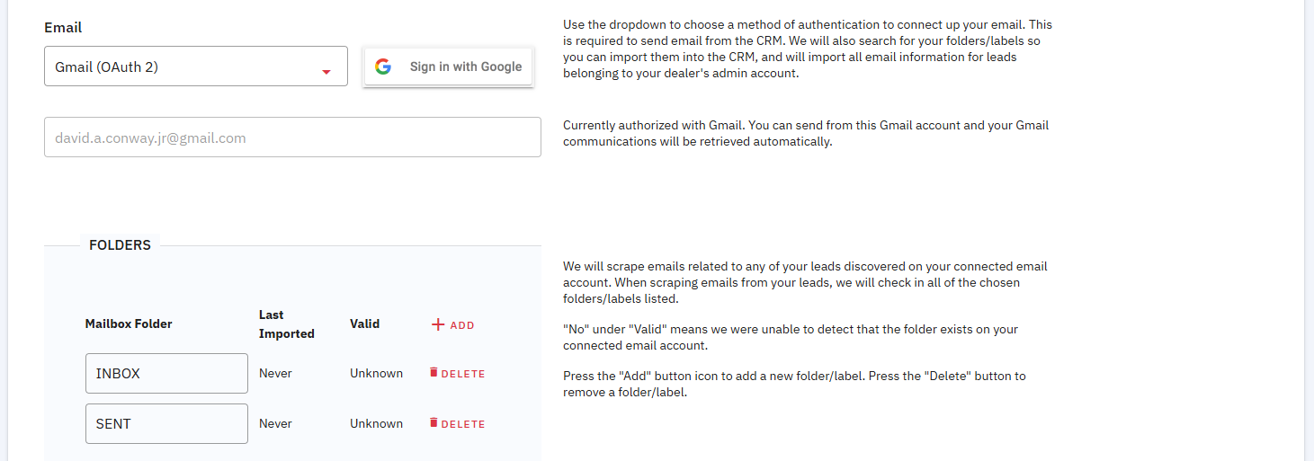 Gmail OAuth Connected