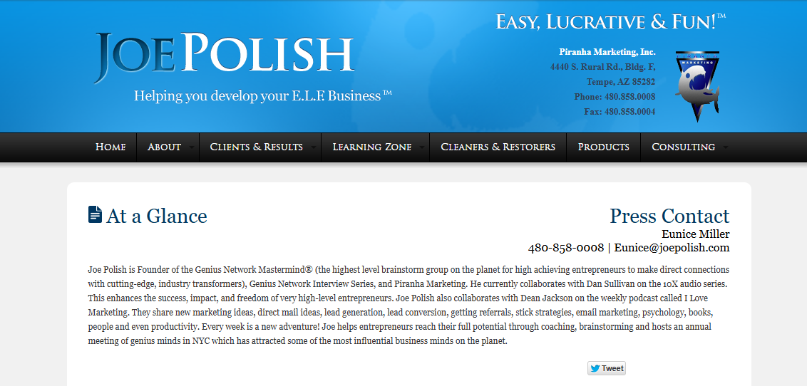 Joe Polish Press Page